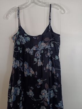 Floral Navy Blue Spaghetti Strap Women's Dress
